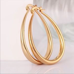 18K Gold Over SS 4mm Oval Hoop Earrings Unisex